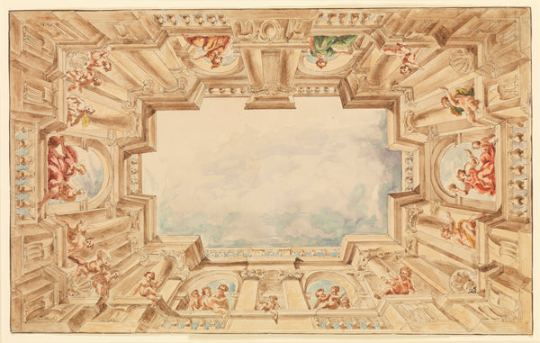A design for a Trompe l'oeil ceiling, attributed to Giuseppe Barberi (Rome 1746-1809)