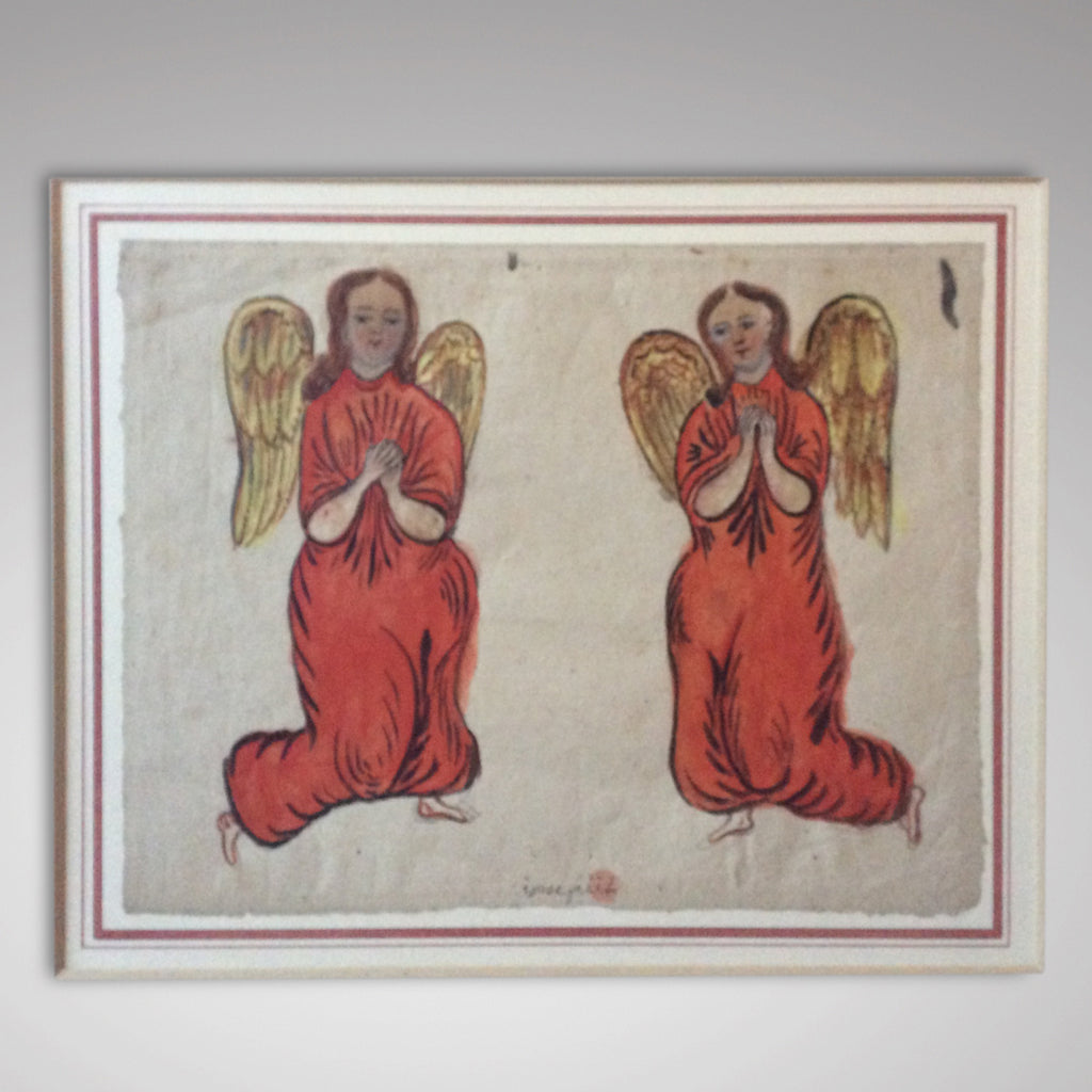 English School circa 1600. A pair of Angels