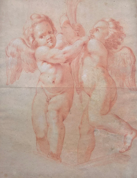 Two Putti with Palms, Circle of Agostino Carracci (1557-1602)